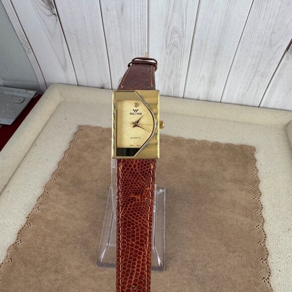 Vintage and Very Unusual Piano Shape face Waltham Diamond  Watch main image 9